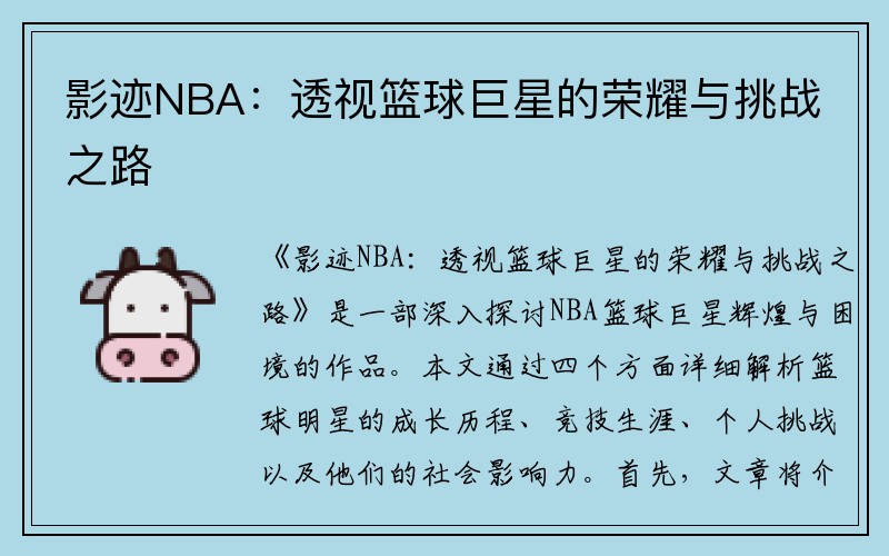 影迹NBA：透视篮球巨星的荣耀与挑战之路